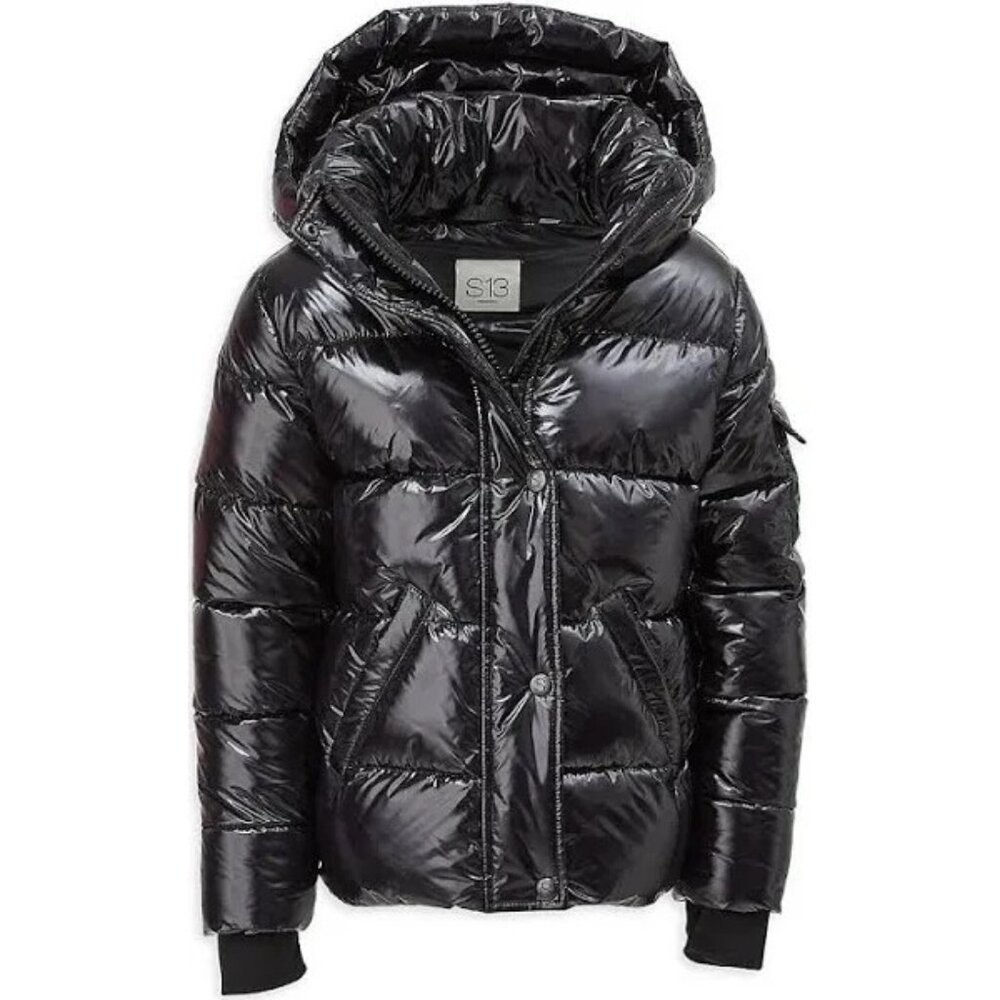 NEW S13 Girls High Shine Straight Puffer Jacket ONIX SIZE 8/100%AUTHENTIC